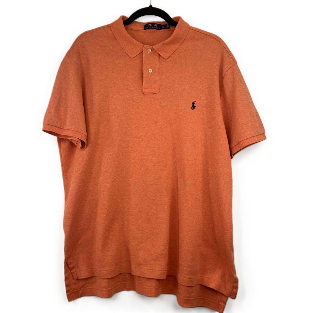 Ralph Lauren Orange Short Sleeve Collared Polo Shirt Size Extra Large